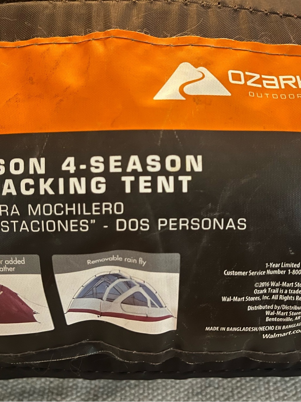 Ozark Trail 2-Person 4-Season Backpacking Tent - Tan/Red - Picture 2 of 6